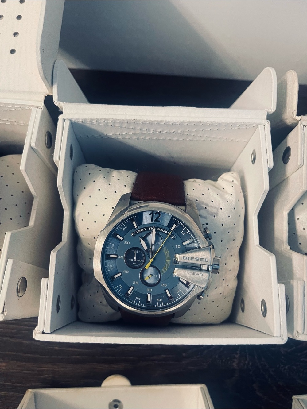 Diesel Men’s Blue Dial Brown Leather Strap Watch